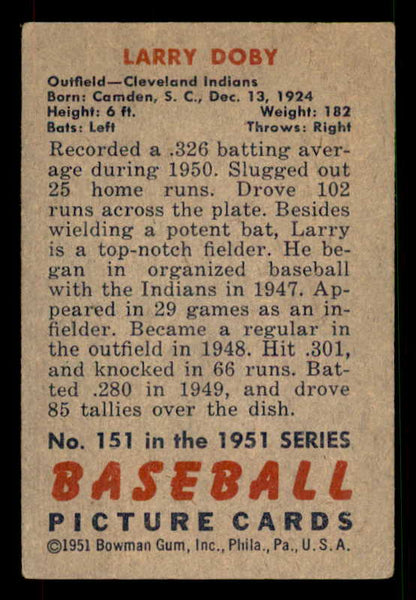 1951 Bowman Baseball #151 Larry Doby Indians VG-EX 533168