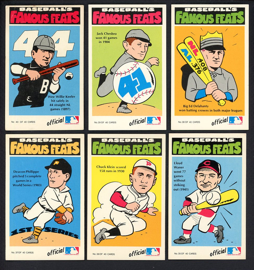 1972 Fleer Famous Feats Near Set (No #1) Gehrig Cobb Ruth 533252