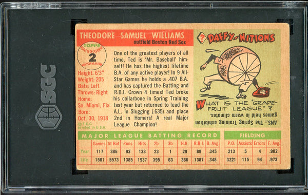 1955 Topps #  2 Ted Williams Red Sox SGC 2.5 GD+ 533307