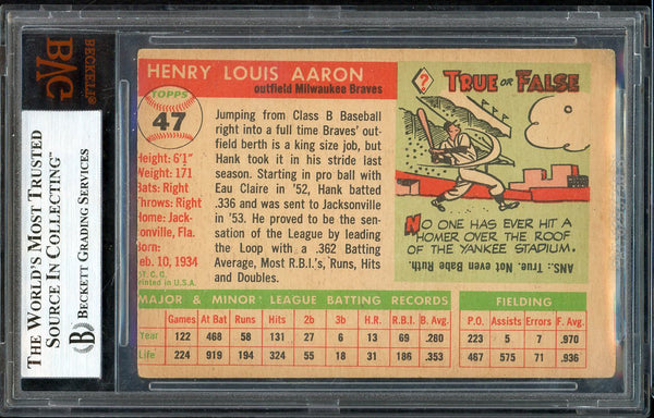 1955 Topps # 47 Hank Aaron Braves BVG 2.5 GD-VG 533312