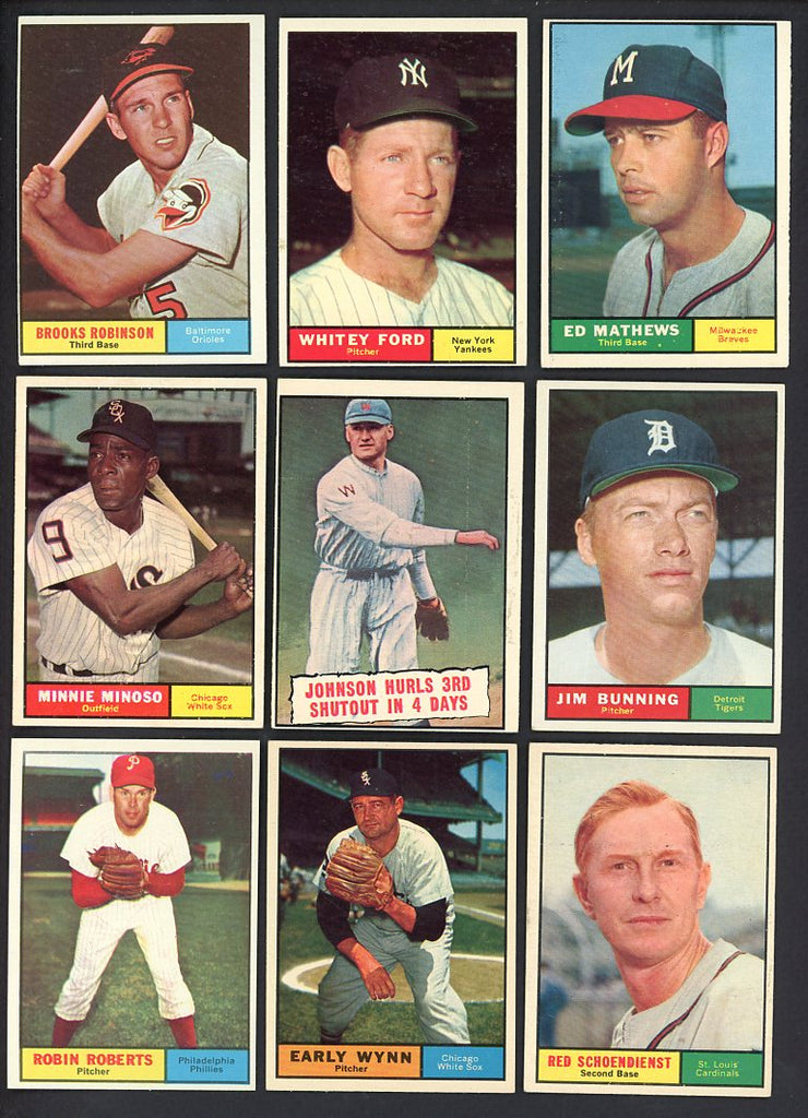 1961 Topps Part Set Lot 370 Diff EX-MT Ford Mathews Robinson 533321