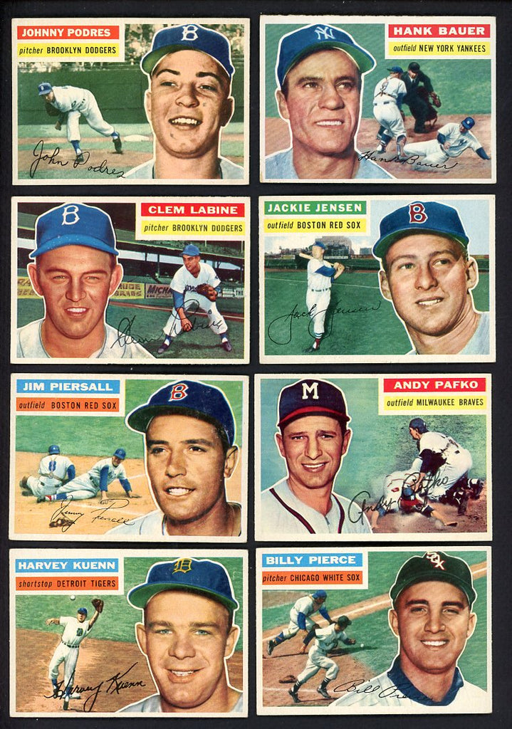 1956 Topps Part Set Lot 225 Diff EX-MT Podres Bauer Piersall 533322