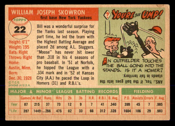 1955 Topps Baseball #022 Bill Skowron Yankees VG-EX 533383