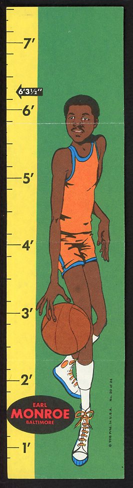 1969 Topps Basketball Rulers #020 Earl Monroe Bullets Good pin hole 533400