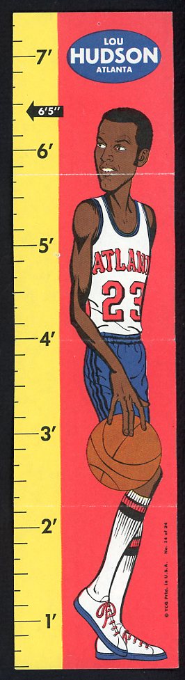 1969 Topps Basketball Rulers #014 Lou Hudson Hawks Good pin hole 533402