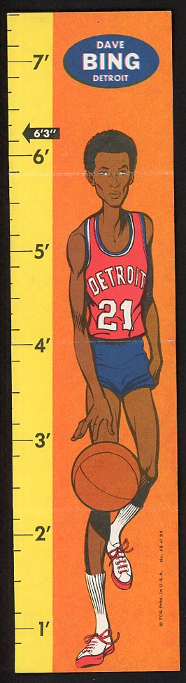 1969 Topps Basketball Rulers #016 Dave Bing Pistons Good pin hole 533406