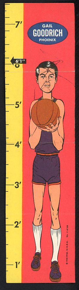 1969 Topps Basketball Rulers #007 Gail Goodrich Suns Poor ink front 533408