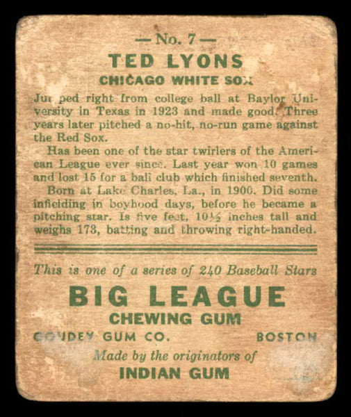 1933 Goudey #007 Ted Lyons White Sox FR-GD 533442