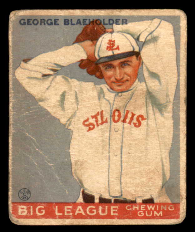 1933 Goudey #016 George Blaeholder Browns FR-GD 533443