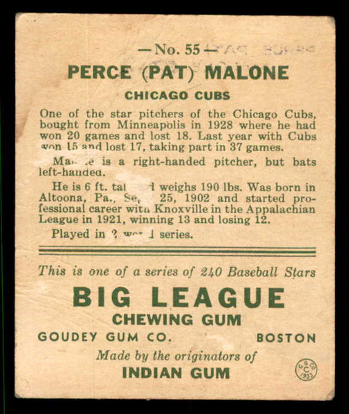 1933 Goudey #055 Pat Malone Cubs FR-GD 533449