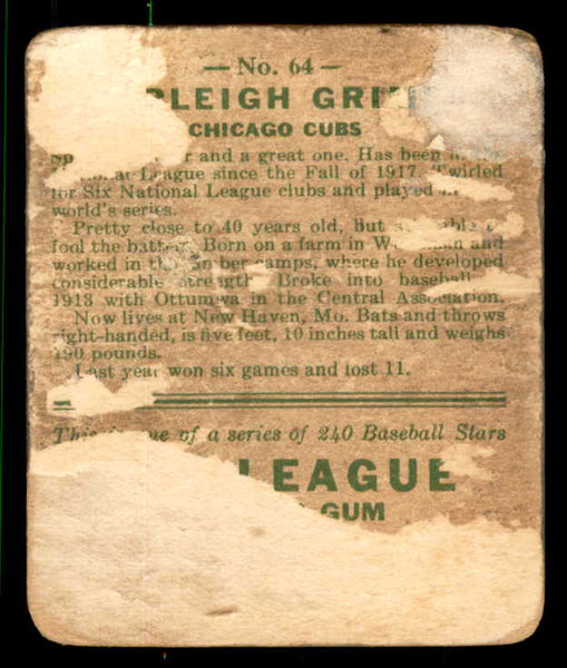 1933 Goudey #064 Burleigh Grimes Cubs PR-FR back damage 533456