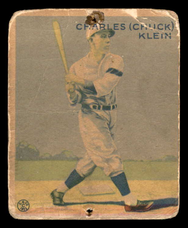 1933 Goudey #128 Chuck Klein Phillies PR-FR pin holes 533467