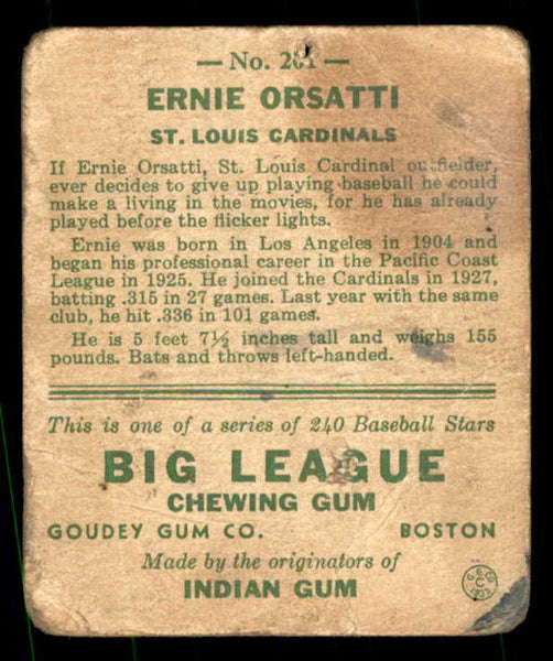 1933 Goudey #201 Ernie Orsatti Cardinals Fair pin hole 533519