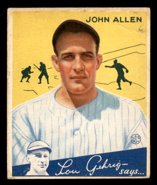 1934 Goudey #042 Johnny Allen Yankees Good 533527