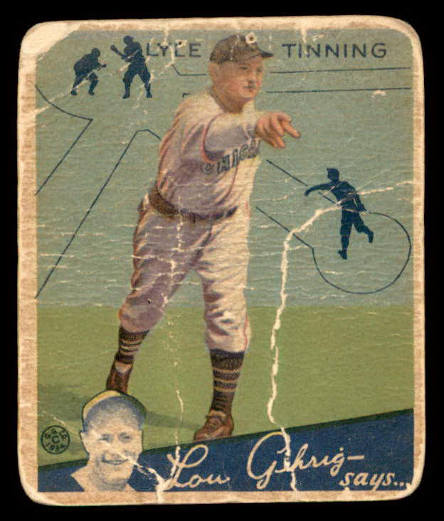 1934 Goudey #071 Lyle Tinning Cubs Fair back damage 533556