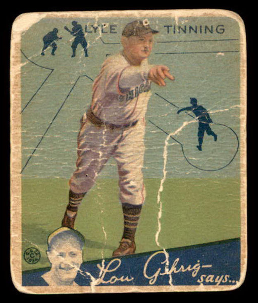 1934 Goudey #071 Lyle Tinning Cubs Fair back damage 533556