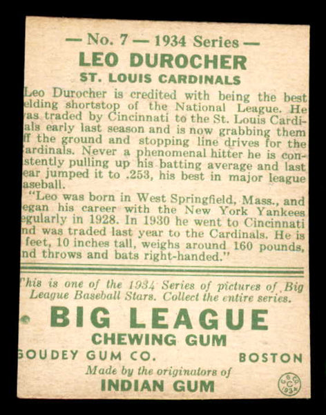 1934 Goudey #007 Leo Durocher Cardinals Fair trimmed 533562