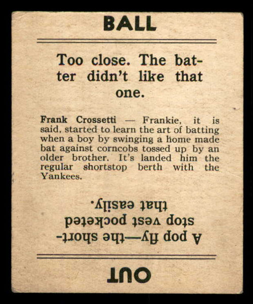 1936 Goudey Frank Crosetti Yankees VG-EX 533566