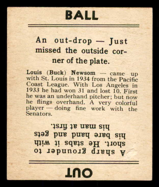 1936 Goudey Buck Newsom Senators VG-EX scuff back 533568