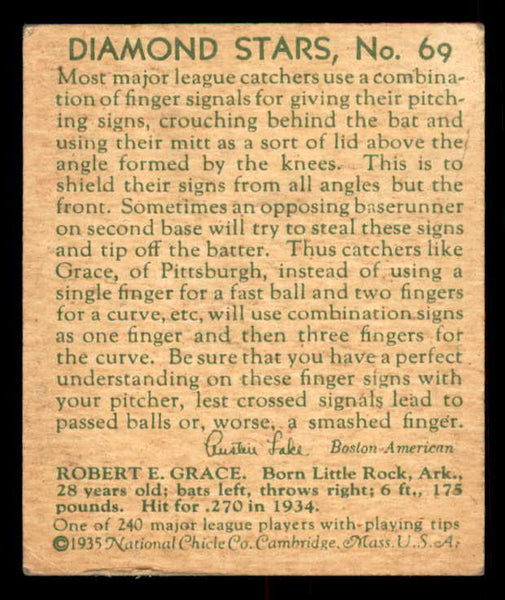 1934-36 Diamond Stars #069 Earl Grace Pirates VG 533593