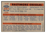 1957 Topps Baseball #251 Baltimore Orioles Team EX-MT 533781