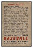 1951 Bowman Baseball #316 Duane Pillette Browns FR-GD 533844
