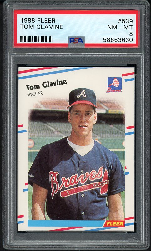 1988 Fleer #539 Tom Glavine Braves PSA 8 NM/MT 533919