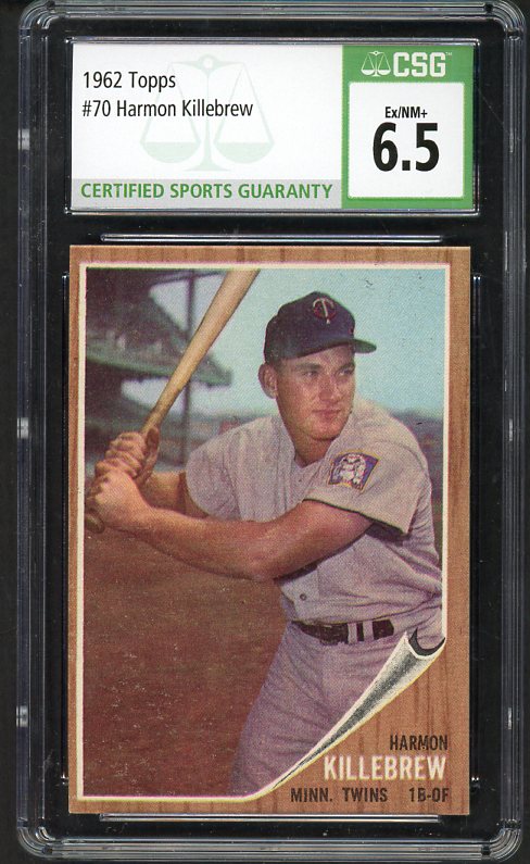 1962 Topps Baseball #070 Harmon Killebrew Twins CSG 6.5 EX-MT+ 533975