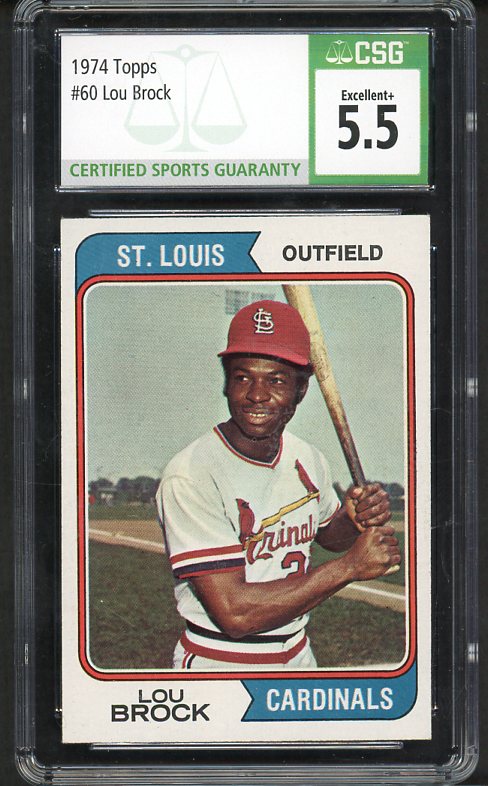 1974 Topps Baseball #060 Lou Brock Cardinals CSG 5.5 EX+ 533978