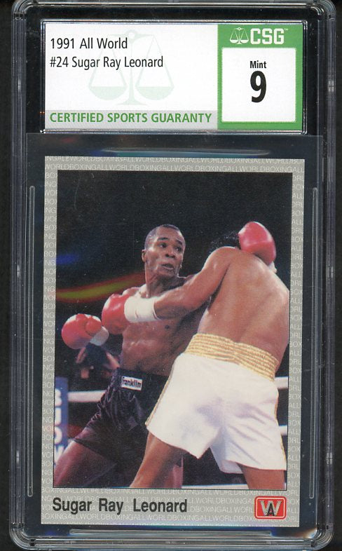 1991 All World #024 Sugar Ray Leonard Boxer CSG 9 MINT 533986