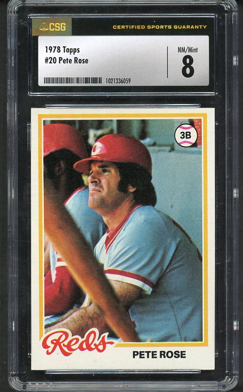 1978 Topps Baseball #020 Pete Rose Reds CSG 8 NM/MT 534006