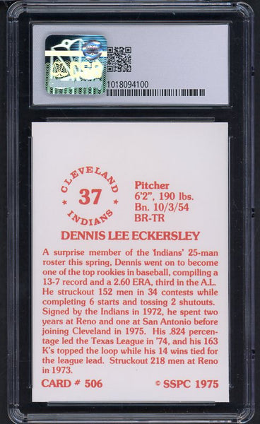 1975 SSPC #506 Dennis Eckersley Indians CSG 8.5 NM/MT+ 534032