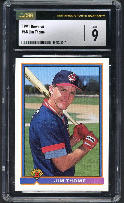1991 Bowman #068 Jim Thome Indians CSG 9 MINT 534055