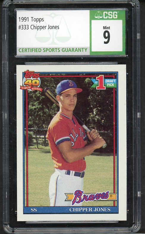 1991 Topps #333 Chipper Jones Braves CSG 9 MINT 534062