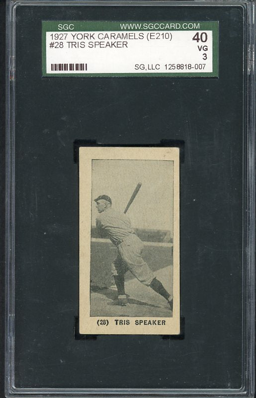 1927 E210-1 York Caramel #028 Tris Speaker Indians SGC 3 VG 534077