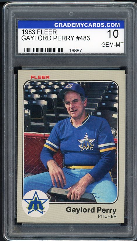 1983 Fleer #483 Gaylord Perry Mariners GMC 10 GEM MINT 534100