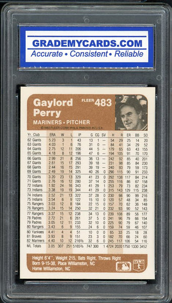 1983 Fleer #483 Gaylord Perry Mariners GMC 10 GEM MINT 534100