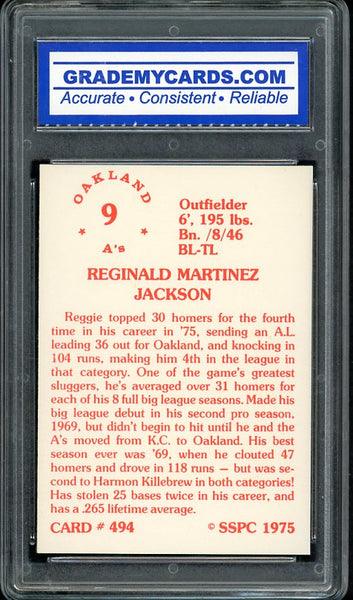 1975 SSPC #494 Reggie Jackson A's GMC 10 GEM MINT 534102