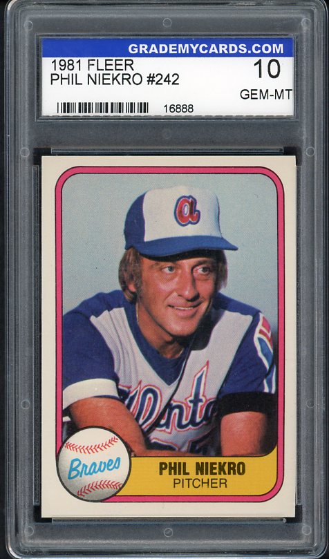 1981 Fleer #242 Phil Niekro Braves GMC 10 GEM MINT 534118