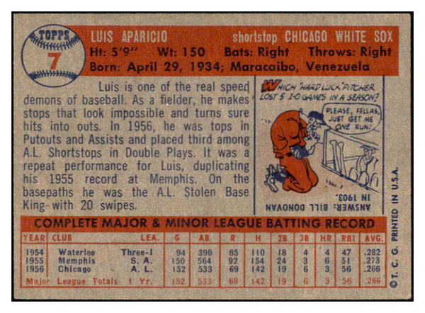 1957 Topps Baseball #007 Luis Aparicio White Sox EX-MT 534245