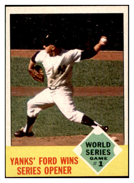 1963 Topps Baseball #142 World Series Game 1 Whitey Ford EX 534257