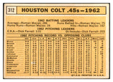 1963 Topps Baseball #312 Houston Colt .45s Team VG-EX 534270