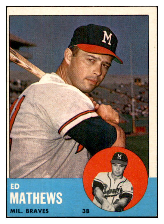 1963 Topps Baseball #275 Eddie Mathews Braves EX 534283