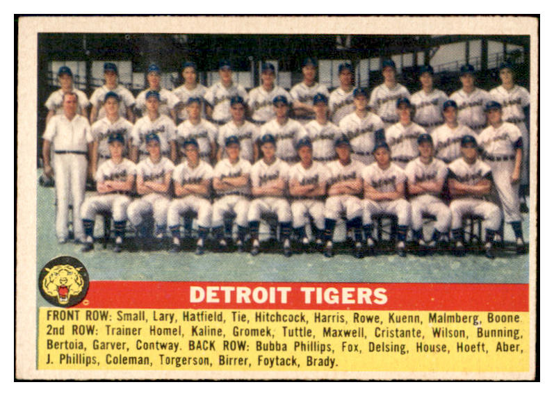1956 Topps Baseball #213 Detroit Tigers Team EX 534293
