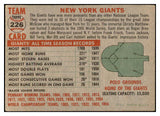 1956 Topps Baseball #226 New York Giants Team VG-EX 534295