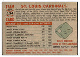 1956 Topps Baseball #134 St. Louis Cardinals Team VG-EX Gray 534300