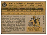1960 Topps Baseball #508 Billy Consolo Senators EX-MT 534335