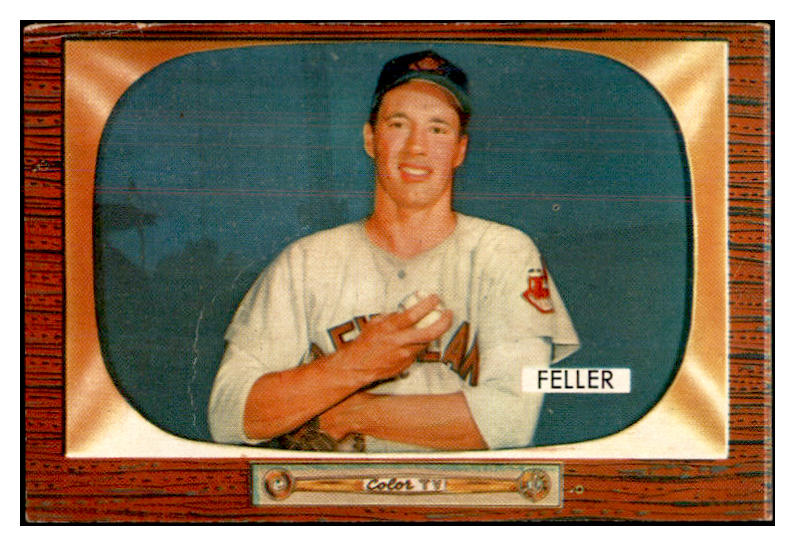 1955 Bowman Baseball #134 Bob Feller Indians VG 534371
