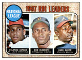 1968 Topps Baseball #003 N.L. RBI Leaders Clemente Aaron EX-MT 534424