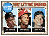 1968 Topps Baseball #001 N.L. Batting Leaders Clemente VG-EX 534425